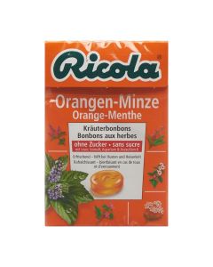Ricola Orangen-Minze Kräuterbonbons ohne Zucker mit Stevia Box